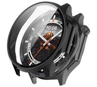 FTRONGRT Funda Compatible con OnePlus Watch 3 / OPPO Watch X2, PC + Película Templada, Todo Incluido Anti-Rasguños Estuche Protector. Negro