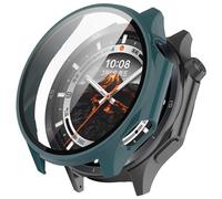 FTRONGRT Funda Compatible con OnePlus Watch 3 / OPPO Watch X2, PC + Película Templada, Todo Incluido Anti-Rasguños Estuche Protector. Pino Aguja Verde