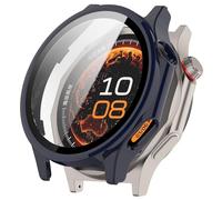 FTRONGRT Funda Compatible con OPPO Watch X3/ OnePlus Watch 4, PC + Película Templada, Protección Todo Incluido Anti-Rasguños Estuche Protector. Azul Tinta