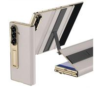 FTRONGRT Funda Compatible con Samsung Galaxy Z Trifold, Soporte Invisible y Protector de Pantalla, Antiarañazos, Anticaída, Galvanizado PC + Cuero Estuche Protector. Gris Titanio