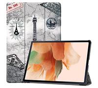 FTRONGRT Funda para Samsung Galaxy Tab S7 FE Funda, Slim Smart Cover Funda Protectora de PU Cuero,Función de Soporte incorporada， para Samsung Galaxy Tab S7 FE -Torre de Hierro Retro