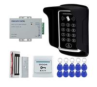 FTSTech Sistema de Entrada de Seguridad de Puerta Impermeable de 125 KHz Kit Completo con Cerradura Magnética Eléctrica de 60kg (T12 Keypad)