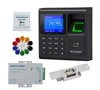 FTSTech Tarjeta Contraseña Huella Digital RFID Kit de Puerta,Sistema de Proximidad de Seguridad para el Hogar, Teclado Biométrico, Encendido, Llaves, Botón de Salida (NC Electric Strike Lock Kit)