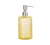 FTTKGRL Tarro de Vidrio para jabón líquido,dispensadores de jabón vacíos con Bombas de Acero Inoxidable,Dispensador de Jabón Líquido para Cocina, baño, Oficina, hotely Viajes (Amarillo)