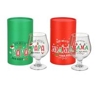 FTUREERA Regalos de Navidad para mamá y papá, juego de copas de vino para padres con grabado «Beste Mama & Bester Papa der Welt», copas de vino, regalo de Navidad para madre y padre