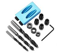 FTVOGUE 14pcs 15 ° Kit de Perforación de Orificio de Bolsillo Carpintería Oblique Conjunto de Guías de Taladro Localizador Localizador Kit de Herramientas Aleación de Aluminio Azul