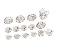 FTVOGUE 15 Piezas de té de Porcelana en Miniatura Copias de Porcelana de la Cocina de la Cocina Juego de té en Miniatura para Sala de Estar de Comedor de Cocina Bar de (Flores Coloridas)