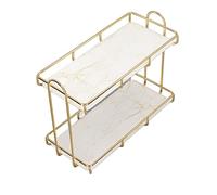 FTVOGUE 2 Estantes de Baño Dorado Animal para Almacenamiento Cosmético en Encimera de Trabajo con Partición, Estructura de Metal, Diseño Impermeable para Dormitorios y Tocador (Pequeño 31x23cm)
