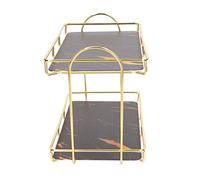 FTVOGUE 2 Estantes de Baño Dorado Animal para Almacenamiento Cosmético en Encimera de Trabajo con Partición, Estructura de Metal, Diseño Impermeable para Dormitorios y Tocador (Grande 31x31.5cm)