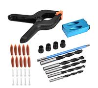 Ftvogue 34 Unids Agujero de Doble Bolsillo Que Se Une A La Plantilla 15 ° Juego de CarpinteríA Guía de Taladro Oblicuo Establezca El Posicionador Herramienta de LocalizacióN Para Taladro de Tornillo