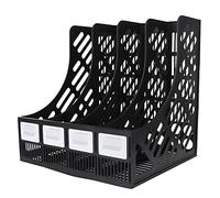 FTVOGUE 4 Bandeja de Documento de Archivos de Escritorio de 4 Grid - Organizador de Archivos de Plástico Estable para Documentos, Oficina de Revistas, Negro Ideal para Editar en el Aula