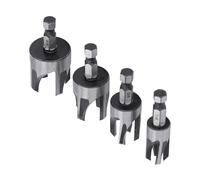 FTVOGUE 4pcs Cutter de Tapón Cónico Conjunto de Acero de Carbono Brojes de Perforación de Carpintería 1/4 3/8 1/2 5/8 Pulgadas Hex Vástago para Articulaciones Profesionales Suaves