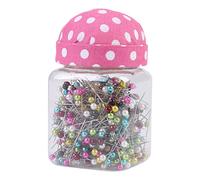 FTVOGUE 500 Unids Alfileres de Costura Pasadores de Acolchado en Rosa Cubierto de Tela Cojín Cuentas Agujas Para Manualidades Decoraciones de Costura