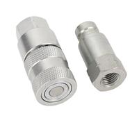 FTVOGUE Acopladores Rápidos Hidráulicos, Acero Al Carbono, Conectores de Cara Plana, 1/4 pulg. NPT, Rendimiento de Alta Presión para Equipos de Excavación