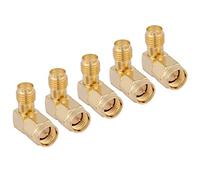 FTVOGUE Adaptador de ángulo Recto SMA Macho a Hembra de 5 Piezas, Conector RF de Cobre Chapado en Oro, Ideal para Equipos de Microondas y Comunicación Digital