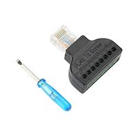 FTVOGUE Adaptador de Terminal de Enchufe Macho RJ45, Convertidor de Bloque de Terminales de Tornillo AV de 8 Pines, sin Soldadura, Fácil Instalación, Paquete de 2 para Cableado de Cámara CCTV y