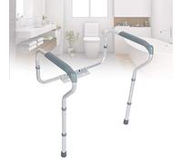 FTVOGUE Apoyabrazos WC Baño para Mayores, Barandilla Inodoro Minusvalidos, Estructura de Apoyo para Inodoro, Altura Ajustable Rodamiento 135kg