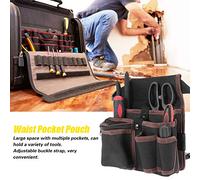 FTVOGUE Bolsa de Bolsillo de Cintura de Dispositivo Electricista Multi -Funcional, Soporte de Almacenamiento Duradero e Impermeable, Cinturón Ajustable, Negro