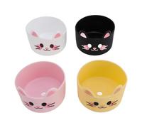 FTVOGUE Bota de Silicona para Botella de Agua, Funda Inferior de Taza con Patrón de Gato de Dibujos Animados, Paquete de 4 Bota Protectora de Silicona Antideslizante de 8 X 6 Cm para Botellas y