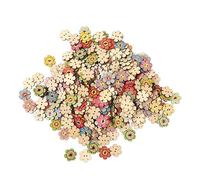 FTVOGUE Botones de Flores de Madera, Colores Ricos Retro, Estilos Surtidos, Botones de Bricolaje de Madera de álamo para Ropa, Bolsa, Arte de Costura, 300 Piezas de Diseños Florales Vibrantes para