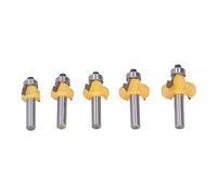 FTVOGUE Broca de Enrutador Redonda de Carburo para Redondear Esquinas, 5 Piezas, Vástago de 8 Mm para Madera Blanda, Madera Dura, Maciza, Fresa para Carpintería para Artesanos de Perfilado de Bordes