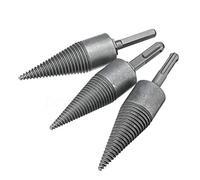 FTVOGUE Broca para Dividir Leña, Cono Divisor de Leña de Acero Al Carbono para Taladro Percutor Eléctrico, Opciones de Vástago Hexagonal Redondo Cuadrado, Ideal para Partir (#2)