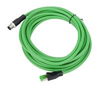FTVOGUE Cable Ethernet Industrial M12 a RJ45, Cobre Chapado en Oro PA66 PVC TPU 5 M CAT6 4 Pines D Código IP67 para Líneas de Montaje de Transmisión Logística Equipos de Fabricación