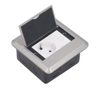 FTVOGUE Caja de Conexión de Mesa Tira de Toma de Corriente de Escritorio de Acero Inoxidable con Conector de Red CAT6 de 2 Orificios Enchufe de Encimera Integrado para Sala de Conferencias Oficina
