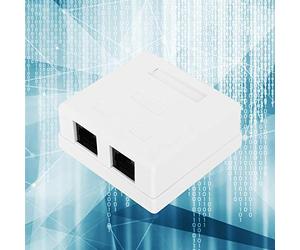 FTVOGUE Caja de Red de Doble Puerto RJ45, Material ABS, Diseño de Esquina Flexible, Transmisión de Prueba de 100 MHZ, Ideal para Cableado de Oficina en Casa