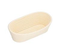 FTVOGUE Cesta de Fermentación para Pan - Redonda u Ovalada, de Plástico Trenzado, Hecha a Mano, Higiénica y Fácil de Limpiar (en 2 minutos) - Ideal para (Ovalada blanquecina (25 × 15 × 8 cm))