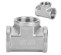 FTVOGUE Conector de Tubería Roscado, Accesorio de Tubería Roscado en T de Acero Inoxidable 304, Rosca Hembra de 3 4 Pulgadas o 1 Pulgada, Fácil Instalación, para Bricolaje, Estante de Tuberías