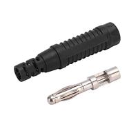 FTVOGUE Conectores Tipo Banana de Metal, Conector Macho de Cobre Rojo de 4 Mm con Carcasa, 10 Piezas de 30 V CA A 60 V CC 24 A para Equipos de Prueba, Conexión de Cable de Cable de Altavoz (BLACK)