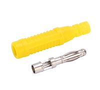 FTVOGUE Conectores Tipo Banana de Metal, Conector Macho de Cobre Rojo de 4 Mm con Carcasa, 10 Piezas de 30 V CA A 60 V CC 24 A para Equipos de Prueba, Conexión de Cable de Cable de Altavoz (YELLOW)
