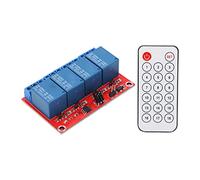 FTVOGUE Conjunto de Módulos de relé de 4 Canales, Material PCB ABS, Tamaño Compacto con Control Remoto por Infrarrojos para Proyectos Electrónicos y Automatización del Hogar (5V)