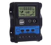 FTVOGUE Controlador de Carga Solar PWM, Regulador Solar de Parámetros Ajustables de 12 V 24 V con Pantalla LCD para Sistemas de Energía Fuera de la Red (100A)