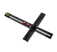 FTVOGUE Cuadrado en T de Múltiples ángulos, Regla para Carpintería de Aleación de Aluminio con Nivel de Burbuja y Bloques de Localización Ajustables, 54 Cm Negro para Instalación de Manijas de