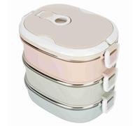 FTVOGUE de Acero Inoxidable 304, Recipiente para Alimentos con Asa Oculta, Aislado para la Escuela y el Trabajo, Perfecto para Adultos y Niños (3 capas)