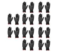 FTVOGUE de Trabajo de Seguridad, de Nailon Recubiertos de PU, 10 Pares, Puños de Punto Transpirables, Dedos Flexibles y Agarre Fuerte, para Hombres, Mujeres, Maquinaria, Taller, Ensamblaje, (Negro 9L)