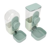 FTVOGUE Dispensador Automático de Agua para Comida Colgante, Comedero para Mascotas ABS con Dos Cuencos, Ideal para Gatos y Mascotas Pequeñas (Verde Menta)