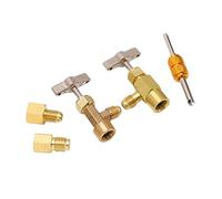 FTVOGUE Dispensador de Latón R134A con Válvula de Grifo Autosellante con en T, Juego Completo para de Aire Acondicionado de Coche, Kit de Carga de Refrigerante