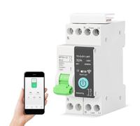 FTVOGUE Disyuntor Inteligente Wifi, Material PA66, Control Remoto, Modos de Temporizador, Compatible con, para Uso Doméstico Inteligente (1P-32A con función de medición)
