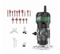 FTVOGUE Enrutador de Madera de 800 W, Herramienta Compacta de Enrutador de Palma para Carpintería con 15 Brocas de de 1/4 de Pulgada, Control de (Enchufe europeo y con fresas de 15 Uds.)