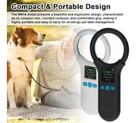 FTVOGUE Escáner Portátil de Chips para Animales, Lector de Chips Recargable con Pantalla LCD TFT de 1,44 Pulgadas, Compatible con EMID y FDX-B Eficiente para Identificación de Mascotas y Manejo de