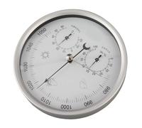 FTVOGUE Estación Meteorológica Redonda Aleación de Aluminio Resistente Movimiento Mecánico Uso en Interiores y Exteriores Plata 132 Mm para el Hogar, el Jardín y la Oficina