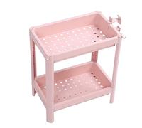 FTVOGUE Estante de Cojinete de Piso de Baño Estantes de Llay de Sábanas Rosas Largas para Baños y Plástico de Cocina (2 Niveles)