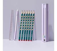 FTVOGUE Estuche para Lápices para Niños, Portalápices de Pie con Borrador de Regla y Sacapuntas, Juego de Papelería Multifunción para Estudiantes con 10 Recambios, Estuche Ligero de ABS para (PU-3)