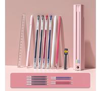 FTVOGUE Estuche para Lápices para Niños, Portalápices de Pie con Borrador de Regla y Sacapuntas, Juego de Papelería Multifunción para Estudiantes con 10 Recambios, Estuche Ligero de ABS para (P-2)