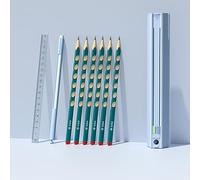 FTVOGUE Estuche para Lápices para Niños, Portalápices de Pie con Borrador de Regla y Sacapuntas, Juego de Papelería Multifunción para Estudiantes con 10 Recambios, Estuche Ligero de ABS para (V-3)