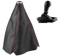 FTVOGUE Funda universal para palanca de cambios, Cubierta de la palanca de cambios, color negro brillante, de piel sintética, para palanca de cambios, funda de palanca de cambios, color rojo