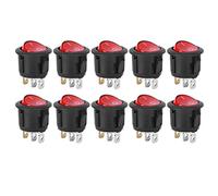 FTVOGUE Interruptor Basculante 10 Piezas Redondo Grande 3 Pines Luz Roja KCD1 Mini Interruptor Basculante Tamaño Pequeño Fácil de Transportar y Almacenar para Reemplazo de Control de Electrodomésticos